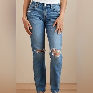 AE Stretch Curvy Ripped Straight Jeans 14(x-long)